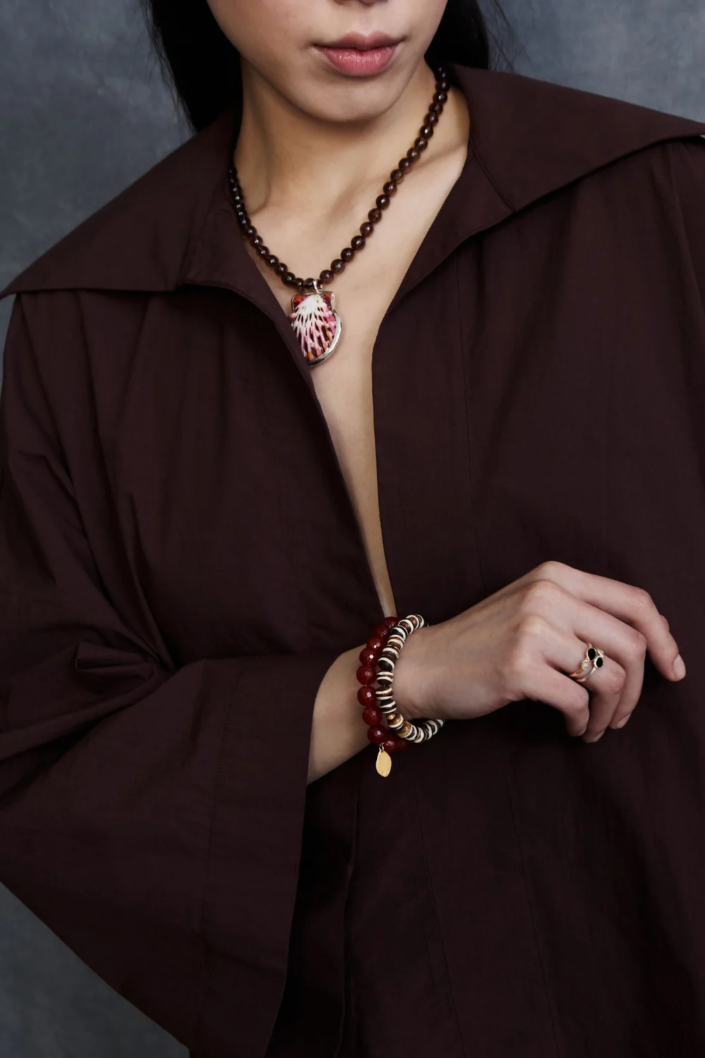 Scallop Necklace Smoky Quartz - Image 3