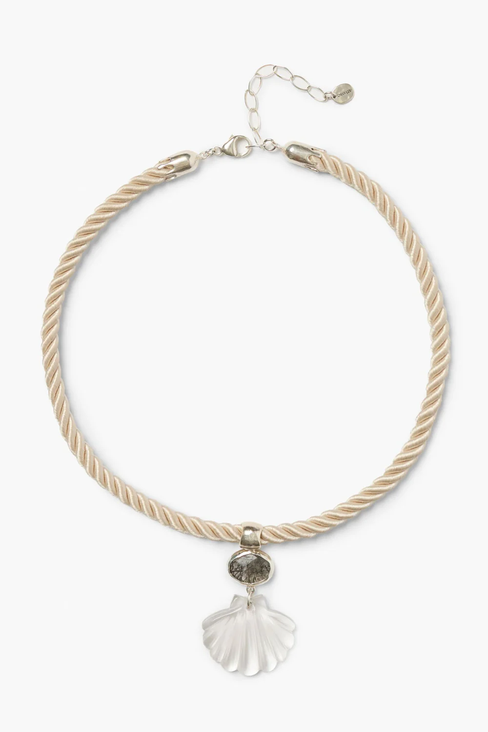 Scallop Twist Cord Necklace Clear Quartz