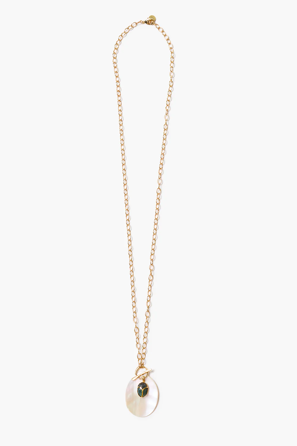 Scarab Toggle Necklace White MOP