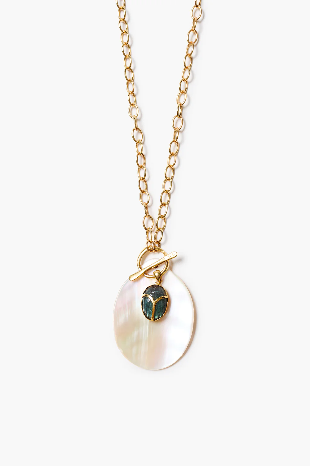 Scarab Toggle Necklace White MOP - Image 2