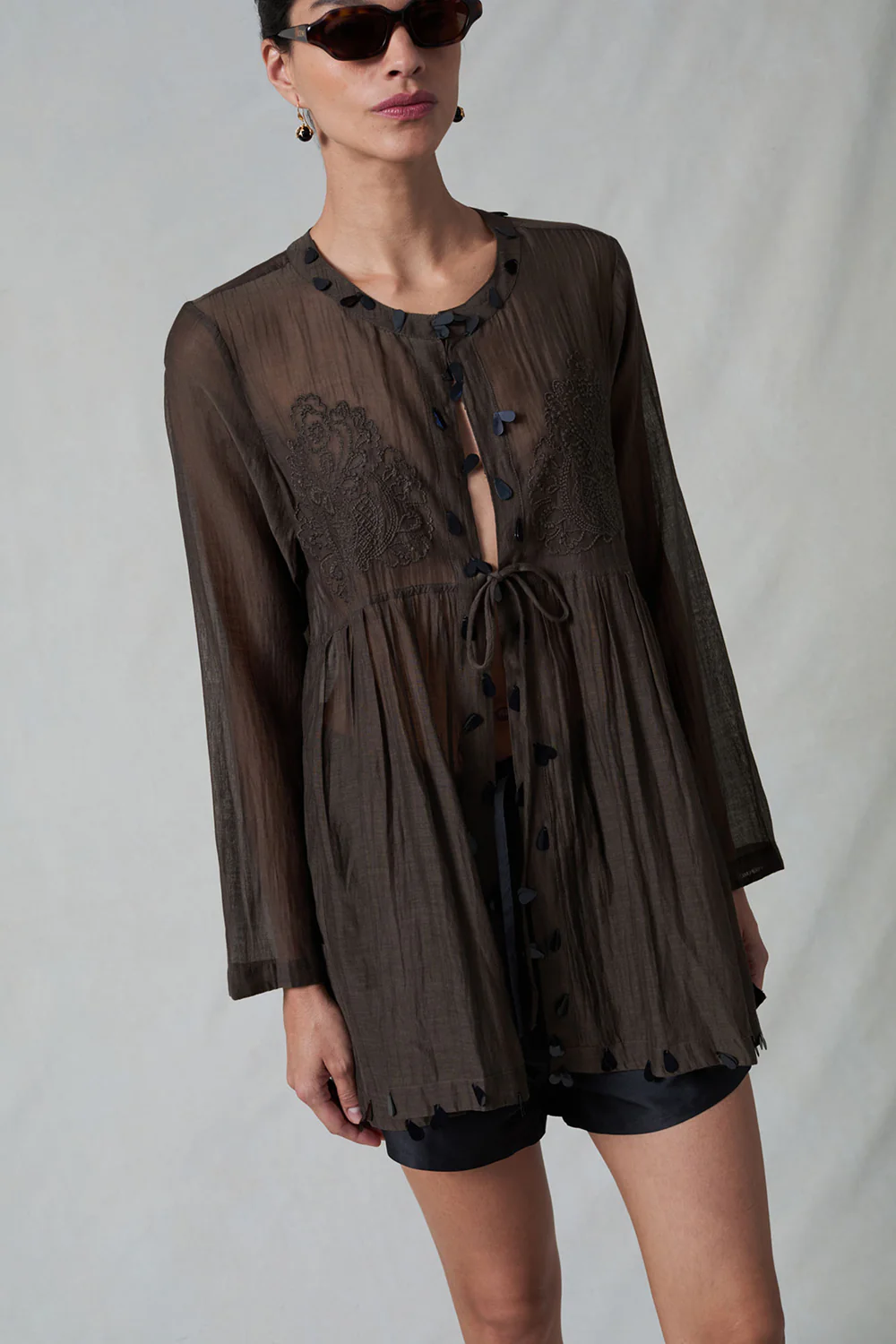 Sequin Tear Drop Blouse Earth - Image 2