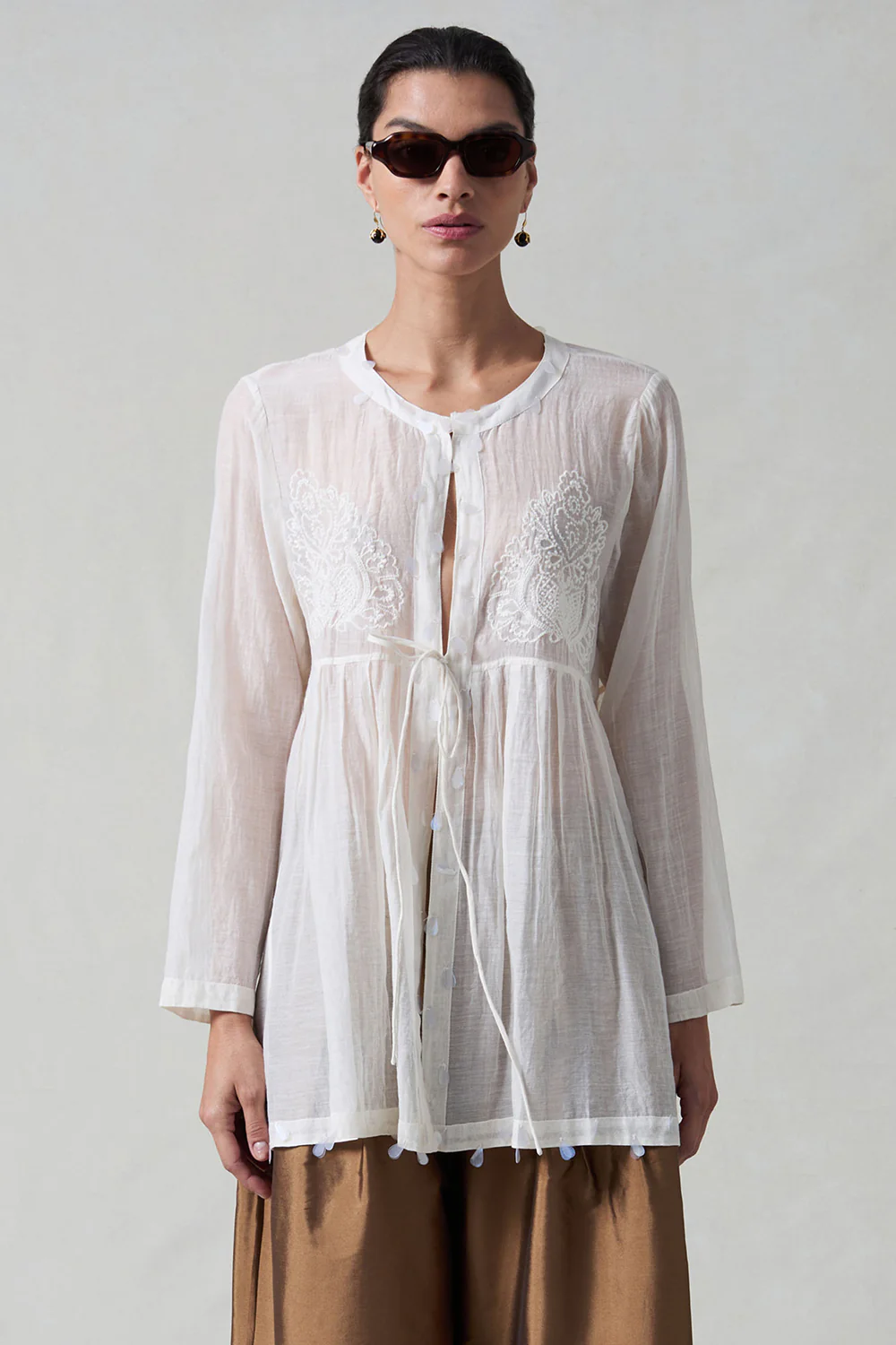 Sequin Tear Drop Blouse Ivory