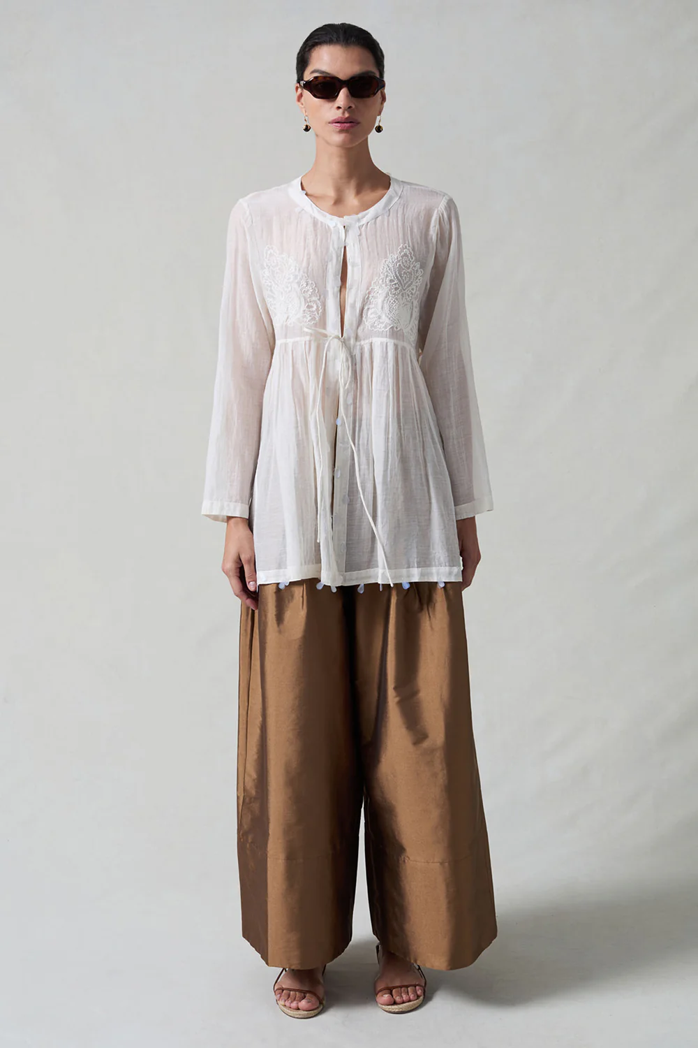Sequin Tear Drop Blouse Ivory - Image 2