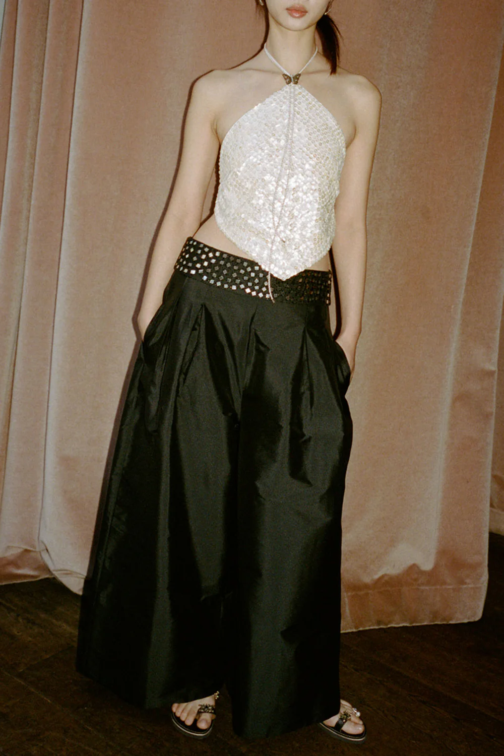 Shell Button Backless Halter Top Natural - Image 4