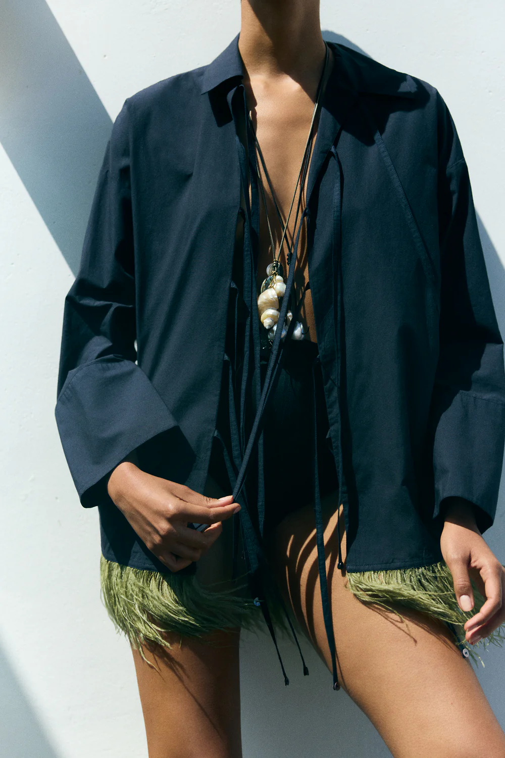 Shoelace Feather Shirt Midnight Navy - Image 5