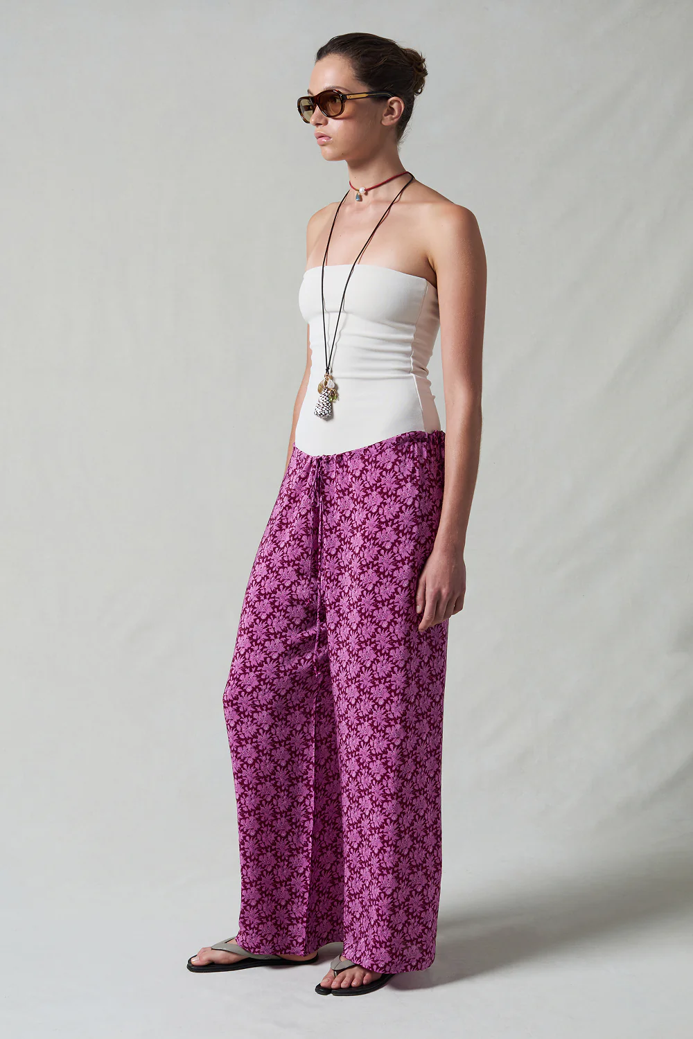 Soleil Silk Drawstring Pant Orchid - Image 2