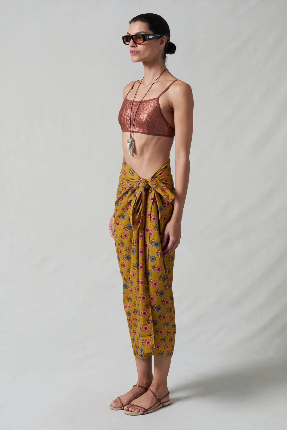 Sunflower Printed Sarong Mustard - Image 3