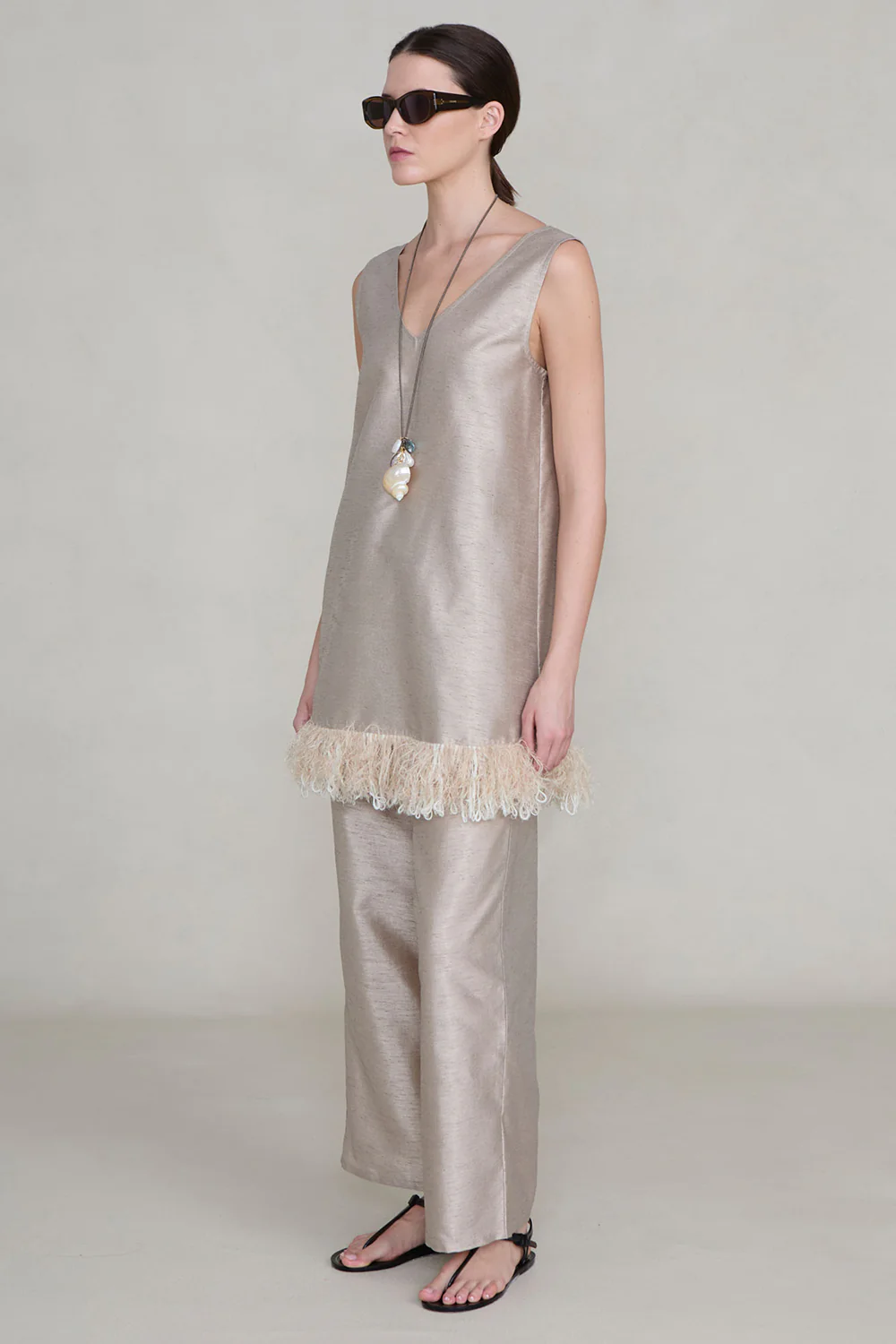 Tangled Yarn Dupioni Tank Taupe - Image 3