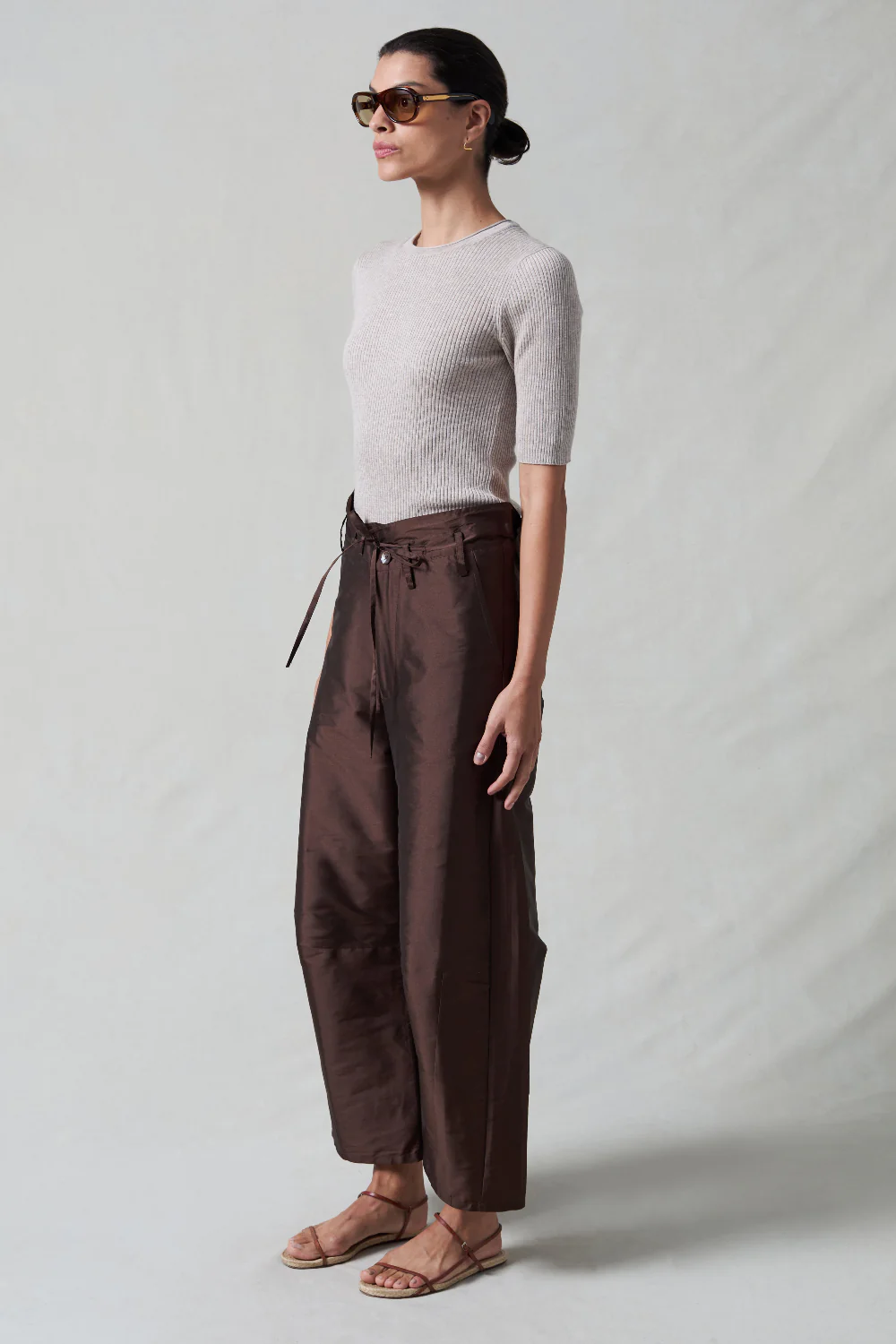 Techno Taffeta Barrel Pant Chocolate - Image 2