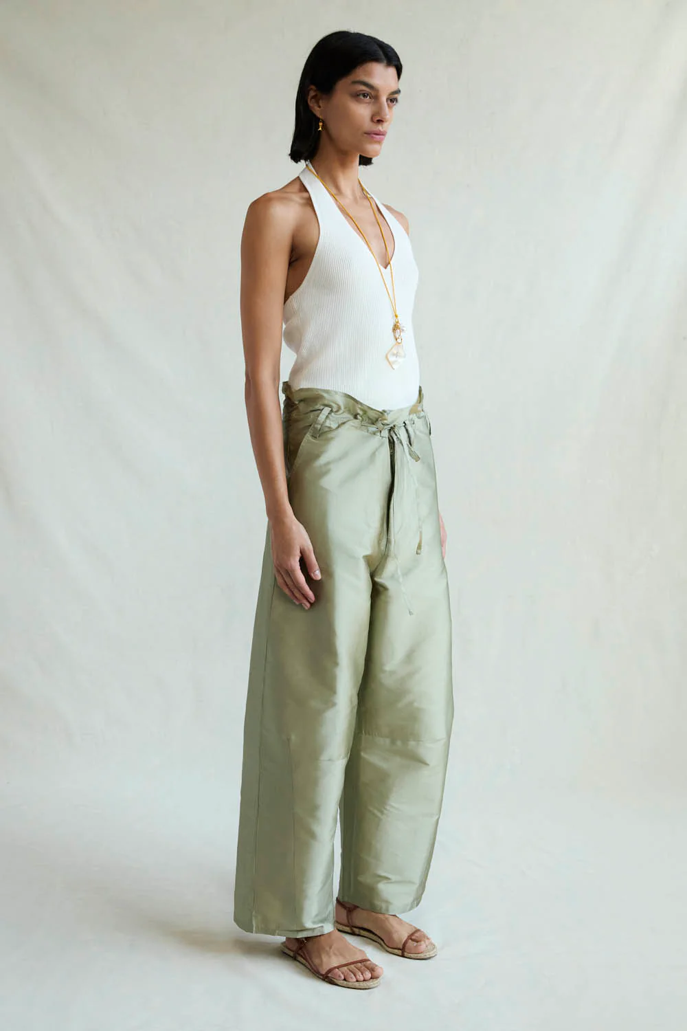 Techno Taffeta Barrel Pant Sage - Image 2