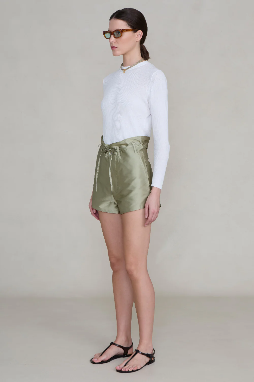 Techno Taffeta Shorts Sage - Image 4