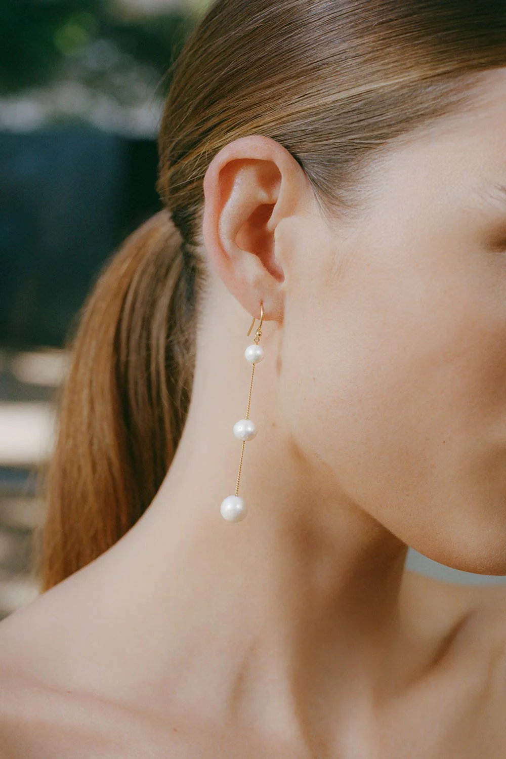 Tiered Floating Pearl Earrings - Image 2