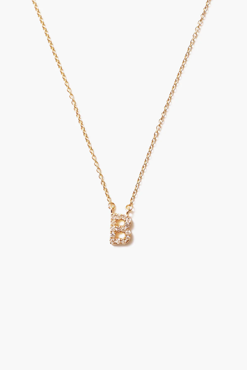 14k Gold and White Diamond Initial Necklace - Image 4