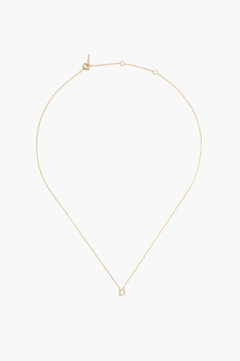 14k Gold and White Diamond Initial Necklace - Image 9