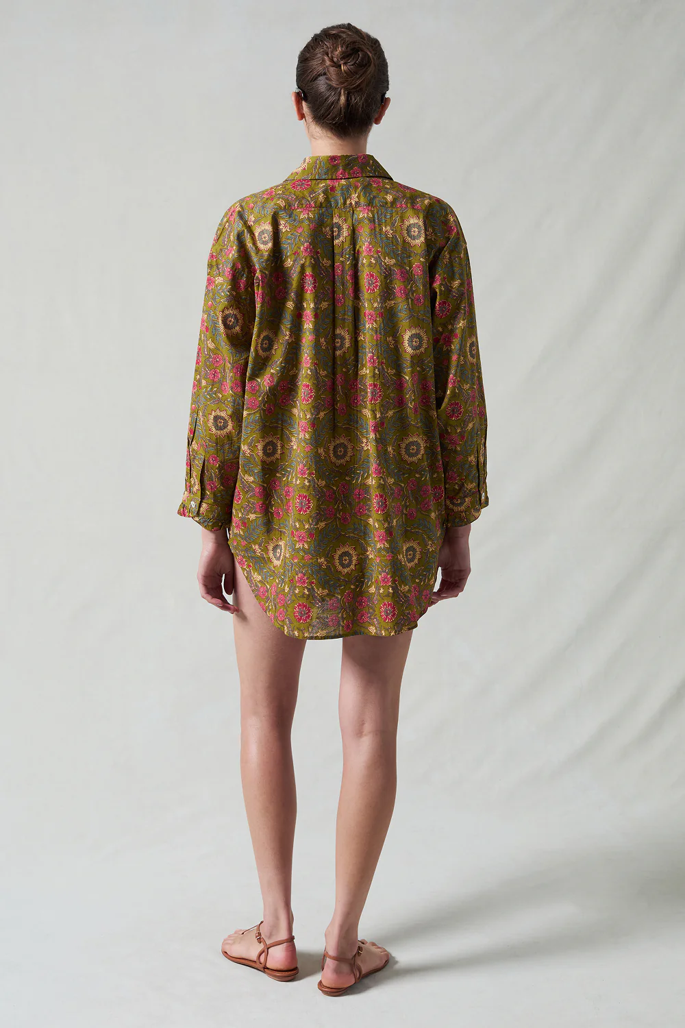 Wildflower Printed Ruffle Short Set Olive Green - Image 3