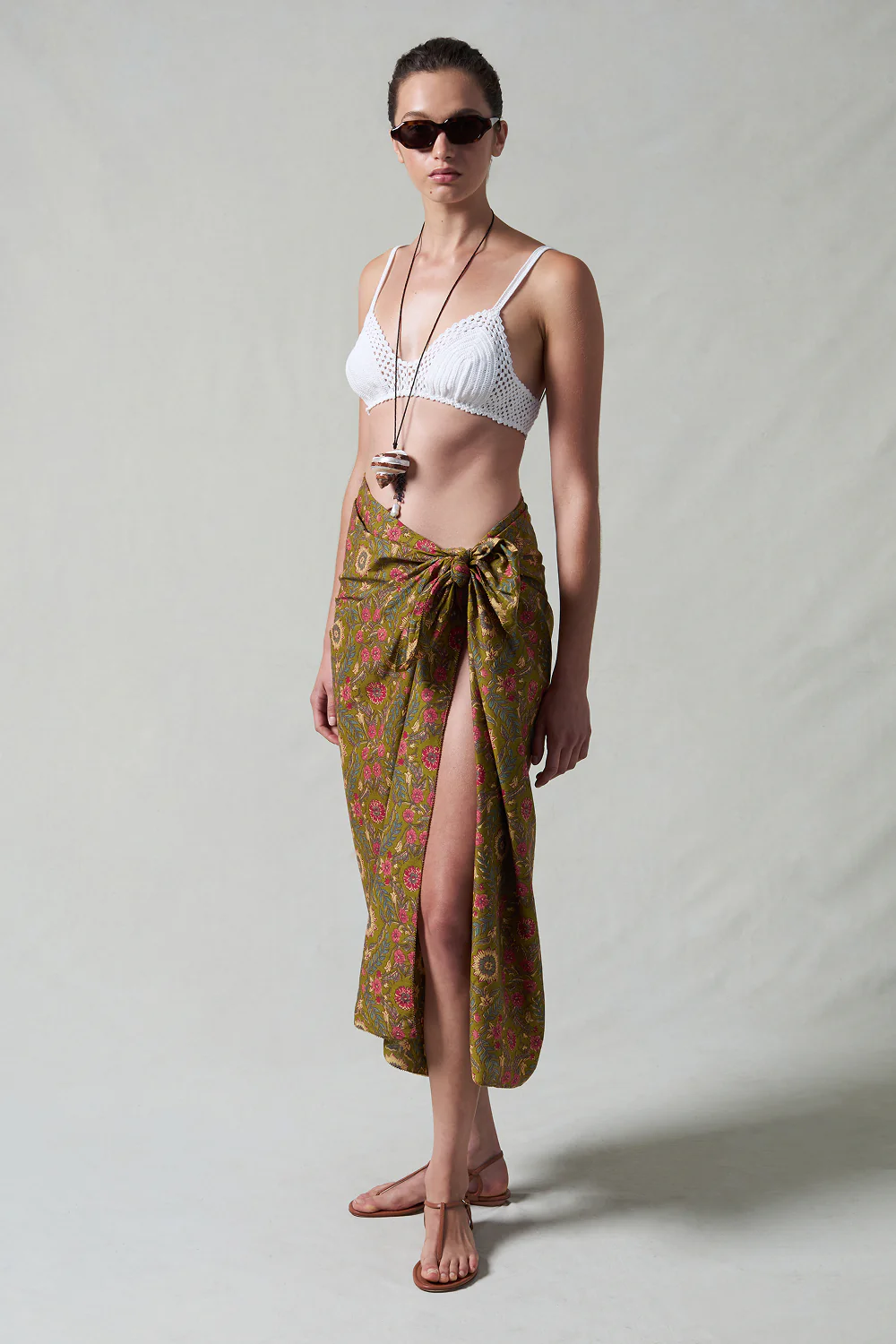 Wildflower Printed Sarong Olive Green - Image 2