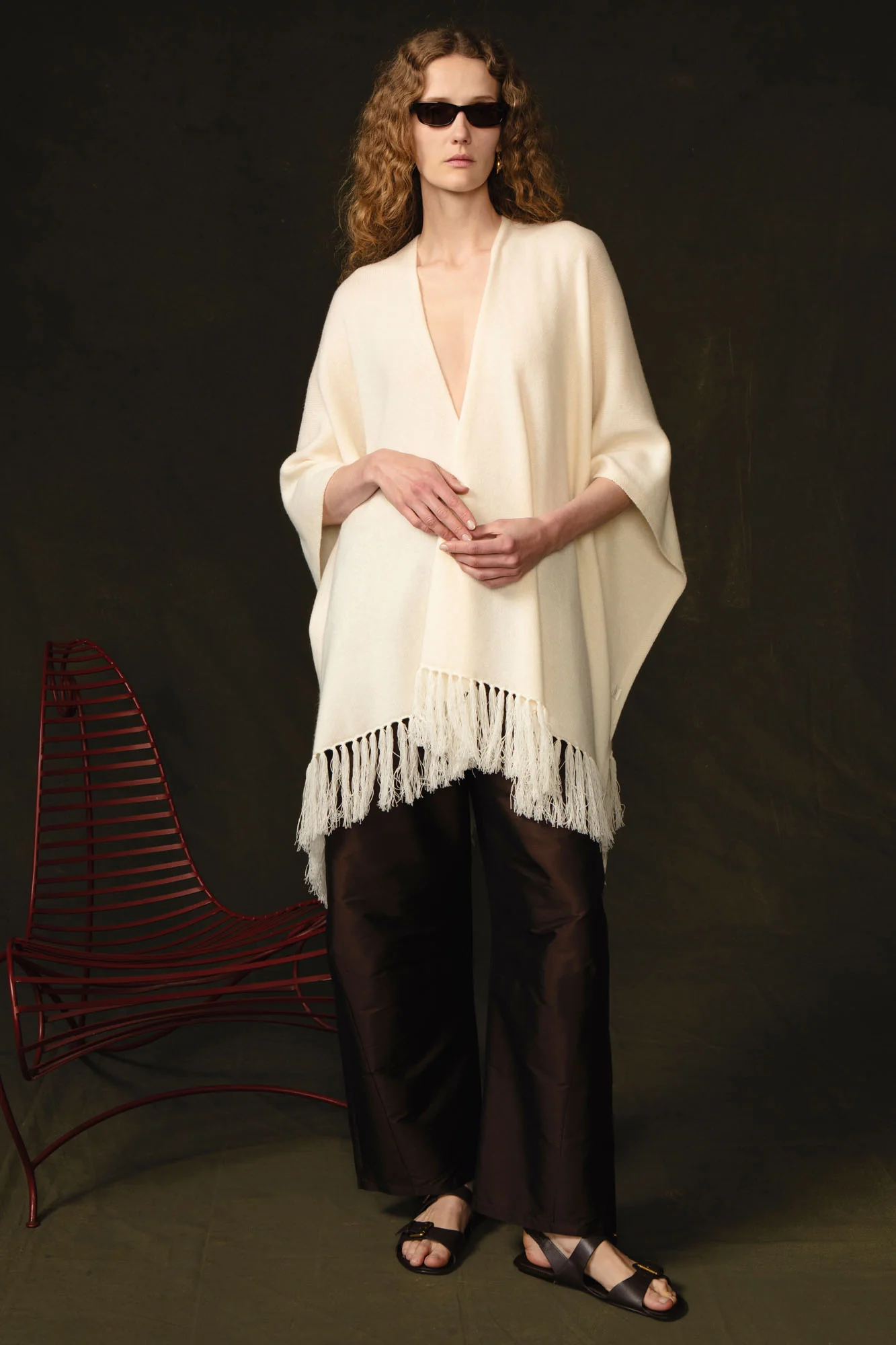 Wool Cashmere Knit Cape Aspen White - Image 2