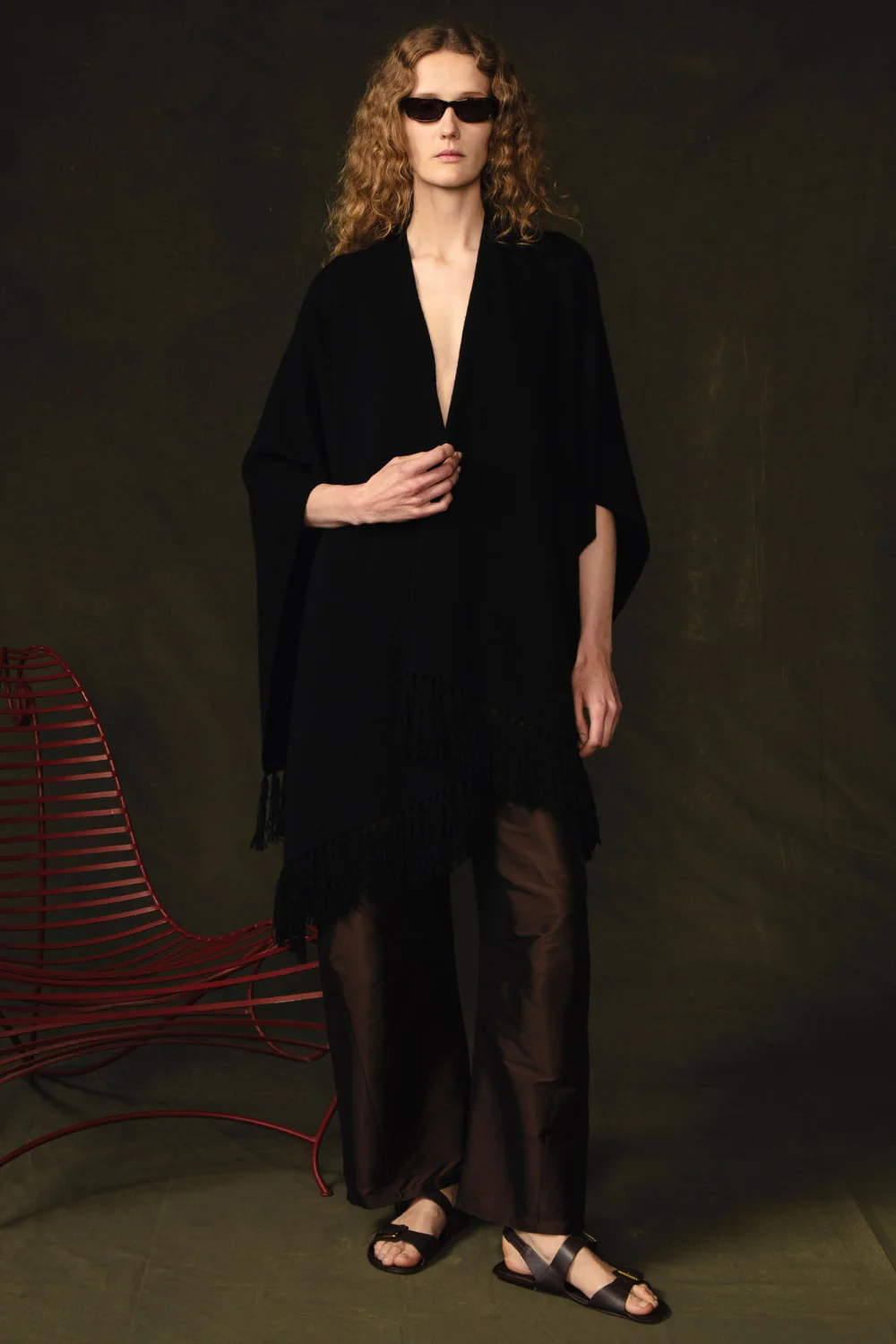 Wool Cashmere Knit Cape Black - Image 2