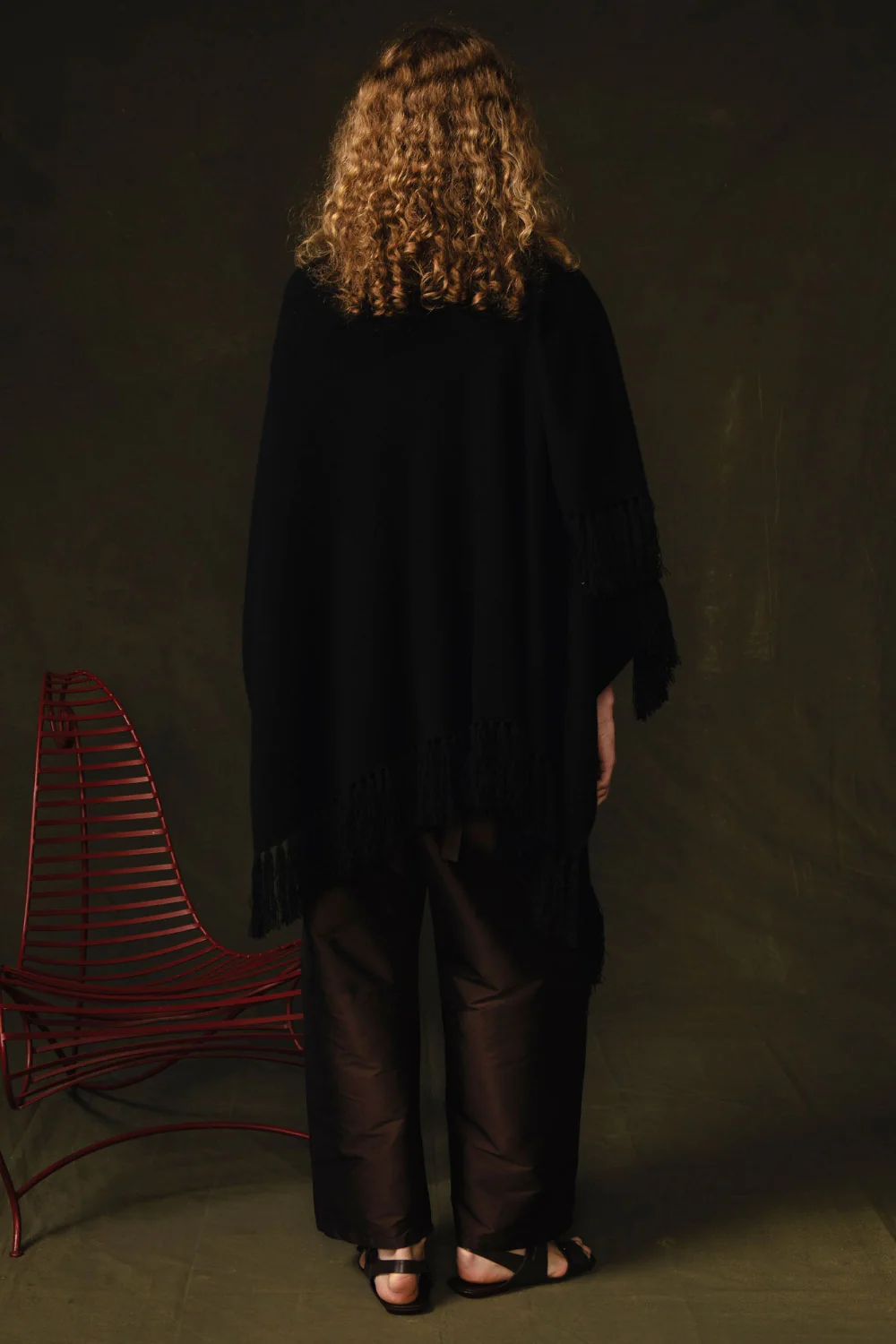 Wool Cashmere Knit Cape Black - Image 3