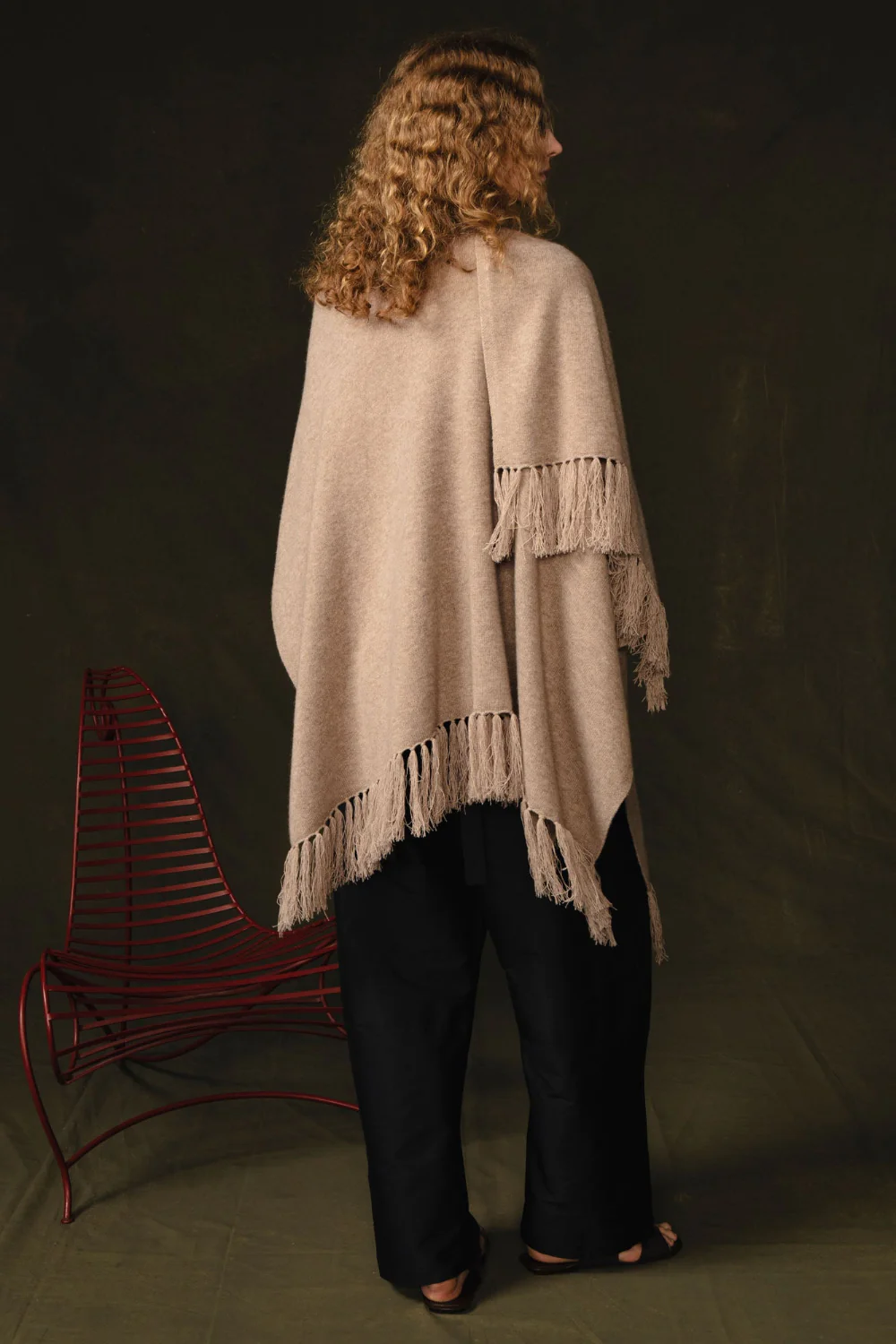 Wool Cashmere Knit Cape Sand - Image 2